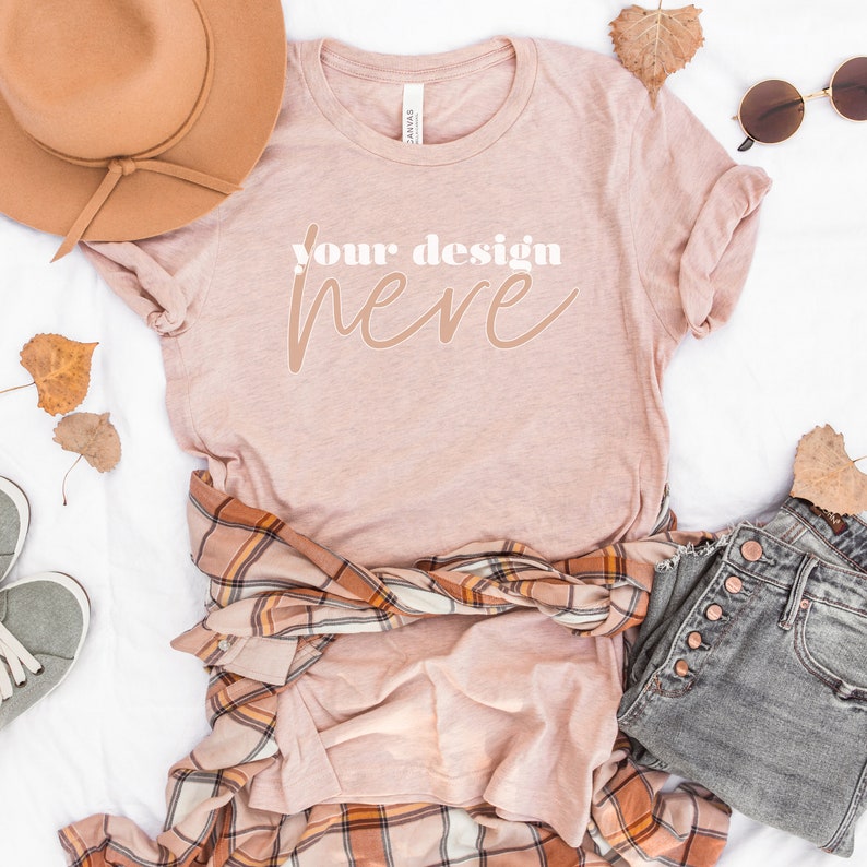 Download Heather Prism Peach 3001 Bella Canvas mockup Bella Canvas ...
