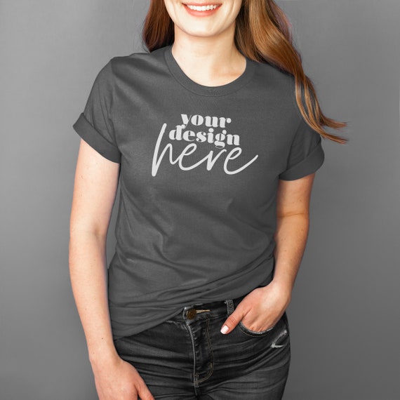 Dark Grey Heather 3001 Bella Canvas Mockup Bella Canvas Etsy