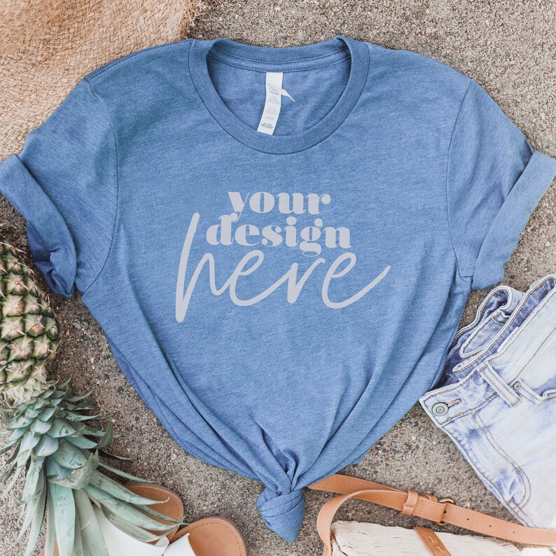 Heather Blue 3001 Bella Canvas Mockup Bella Canvas Mockup | Etsy