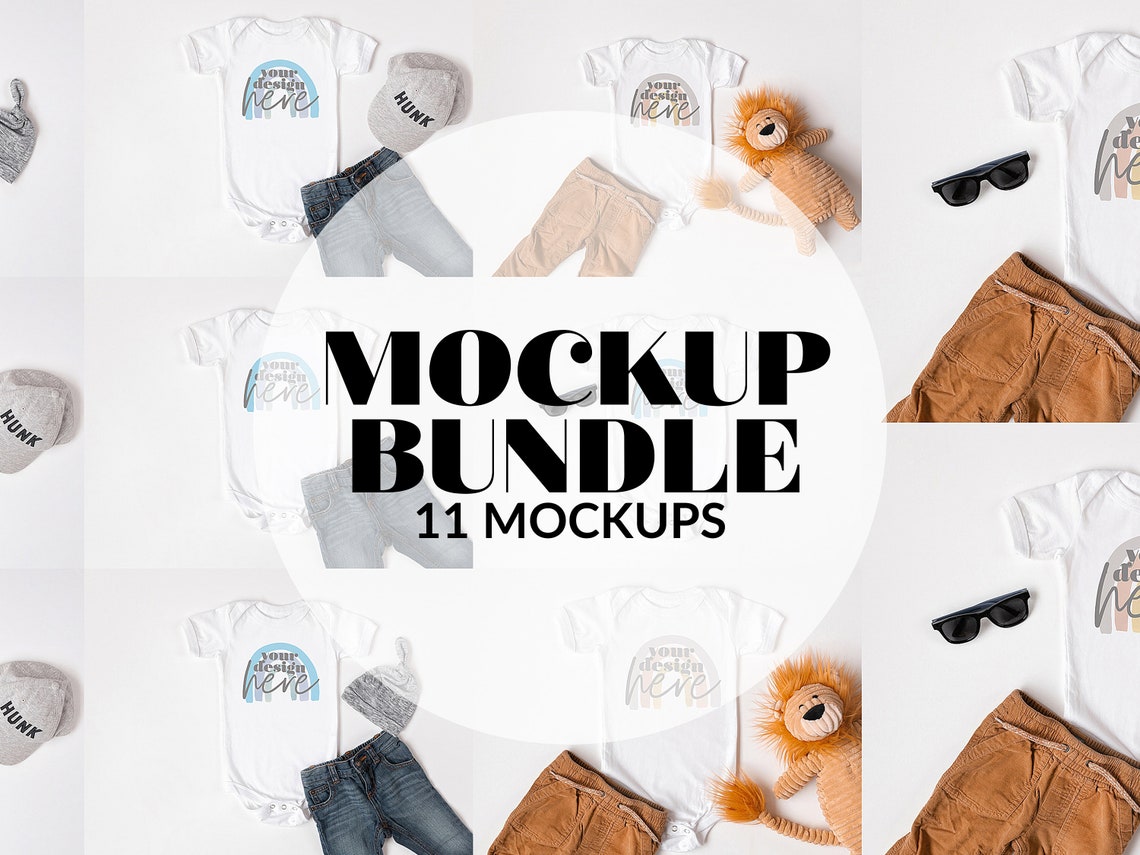 Download Mockup Bundle white onesie white bodysuit baby mockup ...