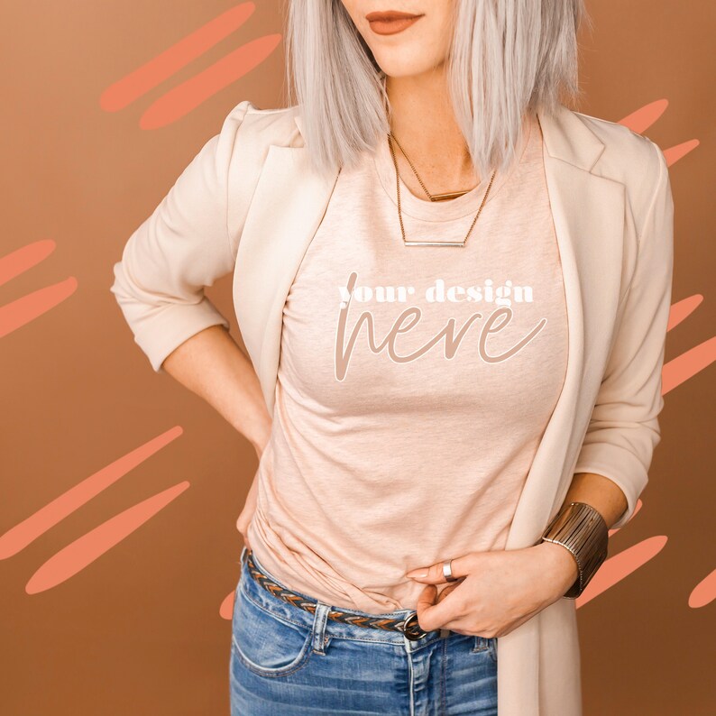 Download Heather Prism Peach 3001 Bella Canvas mockup Bella Canvas ...