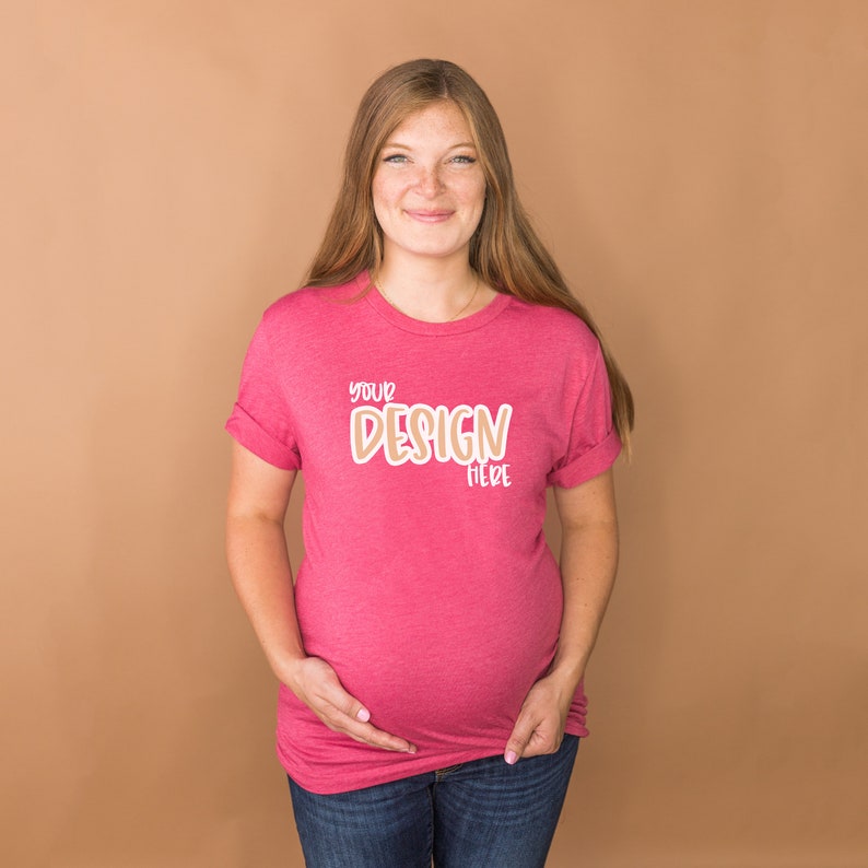 Download Heather Raspberry 3001 Bella Canvas maternity mockup ...