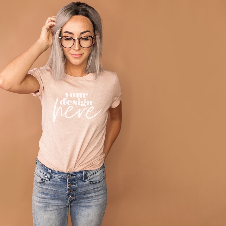 Download Heather Prism Peach 3001 Bella Canvas mockup Bella Canvas ...
