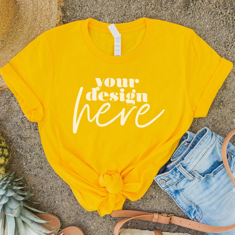 Gold 3001 Bella Canvas mockup Bella Canvas mockup flatlay