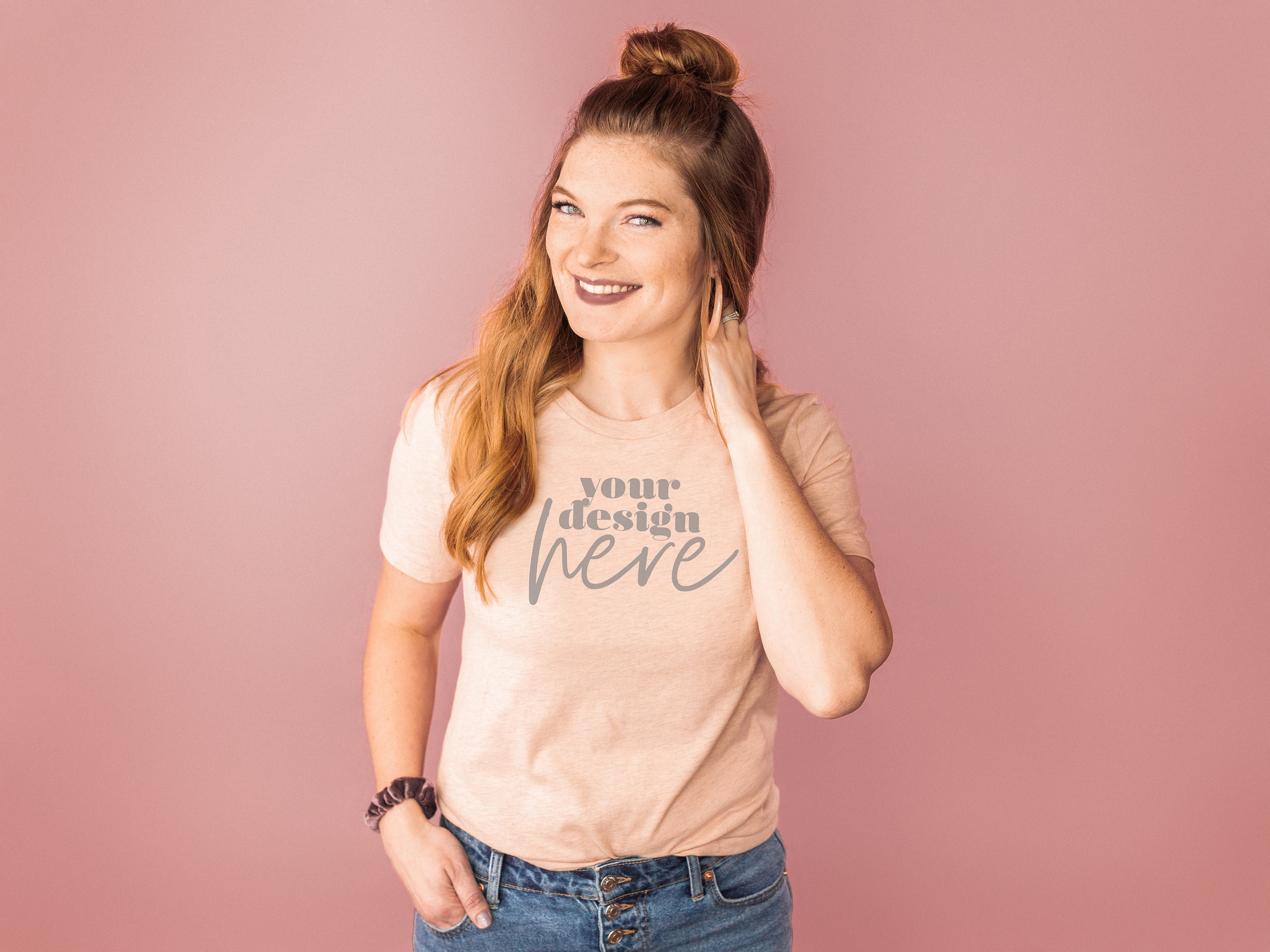 Download Heather Prism Peach 3001 Bella Canvas mockup Bella Canvas | Etsy