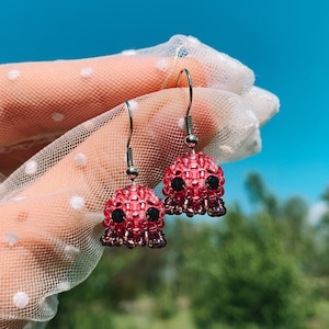 Handmade Beaded Octopus Earrings, cute Hippie Boho Jellyfish Earrings, Cute Unique Earrings, Beach vibes Earrings, Gift for her, Summer