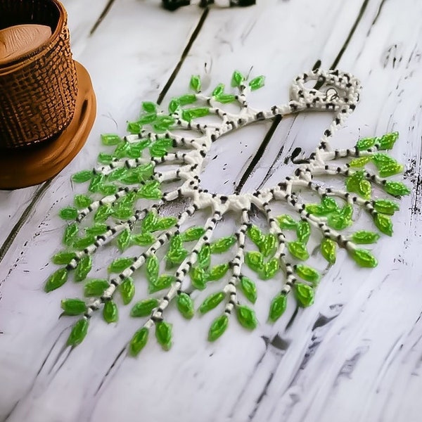 Handcrafted Birch Tree Necklace, nature lover Forest Wanderlust Jewelry, Mothers Day Gift, Seed Bead handmade collar, hippie boho choker