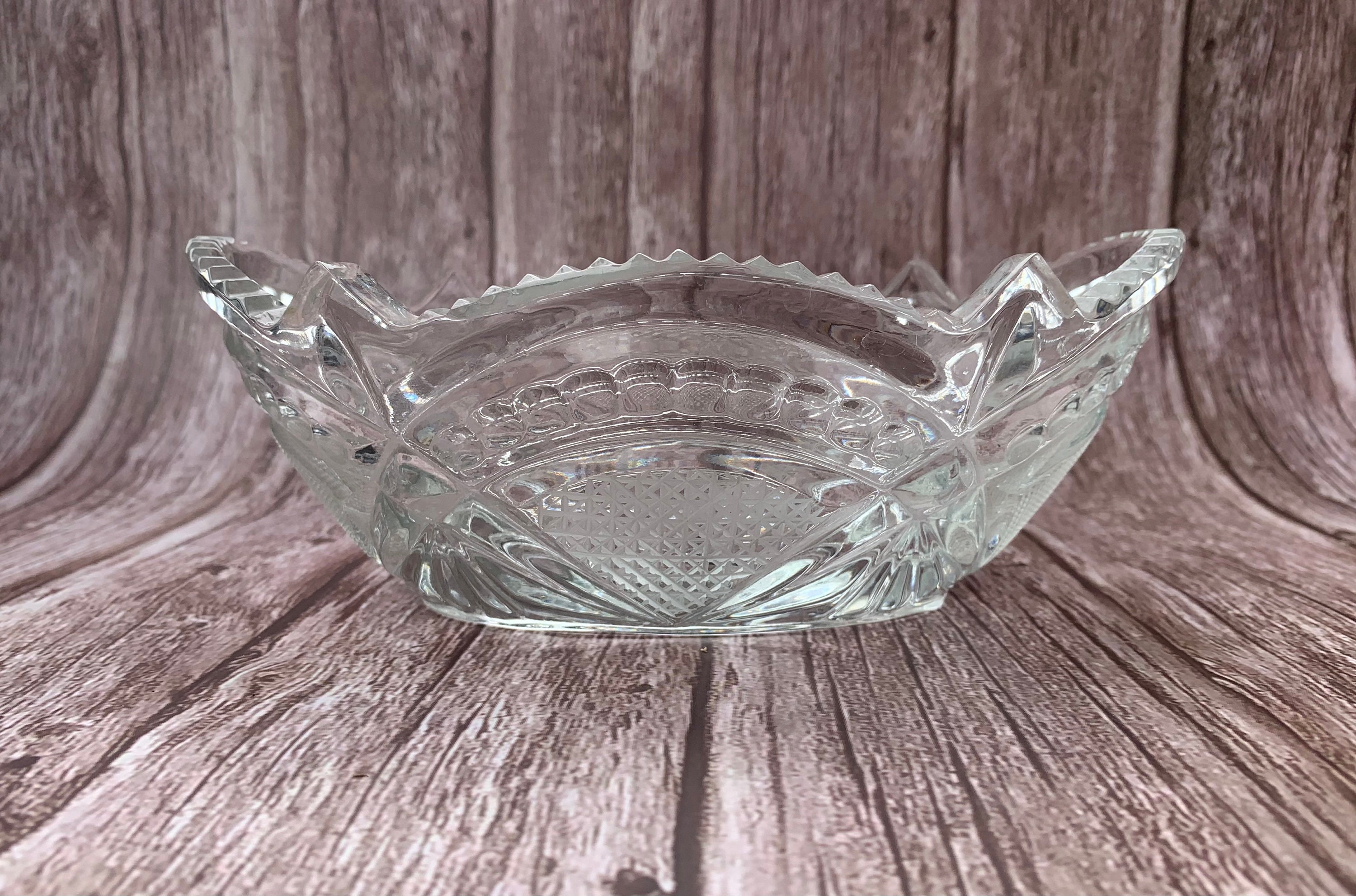 Vintage oval Crystal Glass Relish Dish Cut Glass Candy Dish Etsy