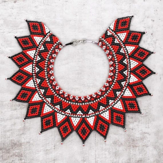 Bohemian African Choker Necklace - Colorful Beaded Statement Collar, Tribal Festival Jewelry - View #12