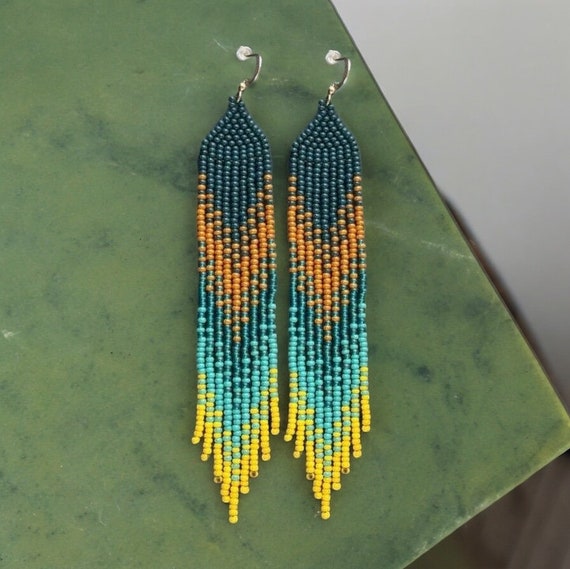 Boucles D'oreilles Perles Orange Et Vert – Occasion Sans Marque