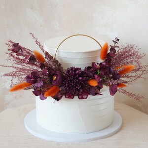 Orange/Purple Cake Topper,Silk Flower Garland,Wedding Cake Topper,Flower Cake Topper,Cake Hat Garland,Party Cake Topper,Flower Cake Topper