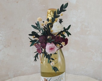 Ramo de botella de champán, regalo para amantes del vino, regalo de boda, arreglo de vino, regalo de fiesta, centro de mesa de vino, ramo de botella de vino, decoración navideña