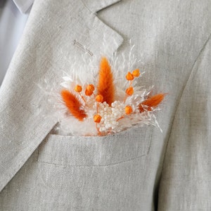 Orange Pocket Boutonnieres,Terracotta Wedding Boutonniere,Boho Boutonniere,Fall Autumn Orange Wedding,Wedding Boutonniere,Groom Boutonnieres