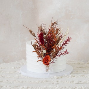Burnt Cake Decor,Rusty Rose Cake Topper,DIY Cake Topper,Dried Flower Topper,Wedding Cake Topper,Floral Cake Topper,Party Topper