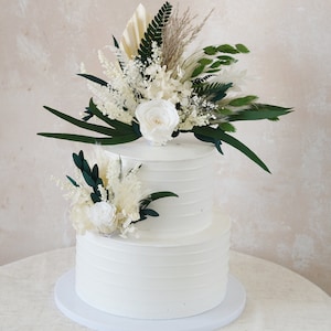 Bridal Shower Cake Topper,Green Eucalyptus Cake Topper,DIY Cake Decoration,Dried Flower Cake Topper,Pampas Flower Cake,Wedding Cake Topper