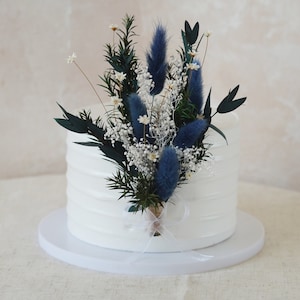 Navy Blue Colour Cake Topper,Blue Eucalyptus Cake Decor,Handmade Cake Topper,Cake Topper,Pampass Topper,Wedding Cake Topper,Party Cake Decor