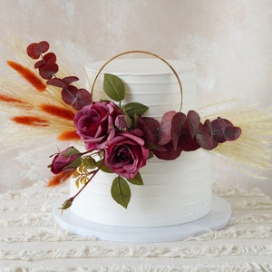 Cake Topper Wreath,Eucalyptus Topper,Bunnytails Cake Topper,Flower Cake Decor,Pampass Floral,Wedding Topper,Floral Cake Topper