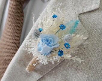 Baby-Blau-Hochzeit, rustikale Hochzeit, Blaue Boutonniere, Boutonniere Für Männer, Hochzeit Boutonniere, Romantische Boutonniere Bräutigam, Baby-Blau-Knopfloch