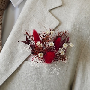 Burgundy Groom&#39;s Pocket Boutonniere,Fall Burgundy Wedding,Burgundy Boutonniere,Boutonniere Groomsmen,Groom Boutonniere,Wedding Boutonniere