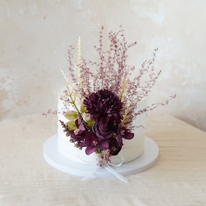 Purple Silk Flower Cake Topper,Floral Cake Topper,Party Decorations,Purple Cake Topper,DIY Cake Topper,Pampas Topper,Wedding Cake Topper