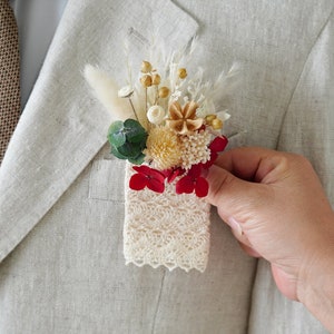 Custom pocket boutonniere,Red pocket boutonniere,burgundy boutonniere,Boutonniere Groomsmen,Groom Boutonniere,Wedding Boutonniere