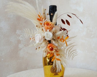 Soporte de flores para botellas de vino, decoración de botellas, regalo de inauguración de la casa, flores para decoración de botellas de vino, ramo de botellas de vino, regalo de boda, regalo de fiesta