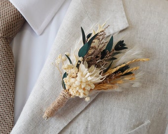 Weiche blaue rustikale Boutonniere, Eukalyptus-Hochzeits-Boutonniere, staubige blaue Boutonniere, Boho-Hochzeit, Bräutigam-Boutonniere, staubige blaue Boutonniere