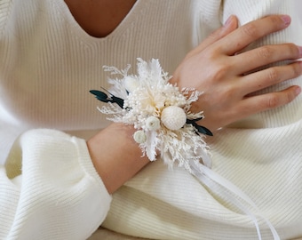 Wedding Corsages,Wrist Corsages,Wedding Accessory,Boho Dry Flower Corsages,Ladies Corsages,Pampas Grass Corsages,Handmade Flower Bracelet