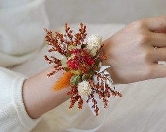 Bride Bridesmaid Bracelet,Wedding Corsages,Wedding Accessory,Dried Corsages,Ladies Corsages,Flower Bracelet,Wrist Corsages,Handmade Corsages