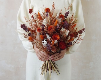 Rust Terracotta Burnt Orange Bouquet,Fall Wedding Flowers,Burnt Orange Preserved Flowers,Wedding Bouquet,Bridal Bouquet,Dried Flower Wedding