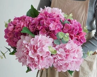 Grand hortensia réaliste, Fleurs d'hortensia en soie artificielle, Décoration d'intérieur, Bouquet de la mariée, Décoration de mariage, Composition florale, Centre de table