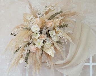 Champagne Arch Flower,Champagne Silk Flower Arch Flower,Pampas Grass Arch Arrangement,Ceremony Arch Flowers,Boho Wedding,Rustic Wedding