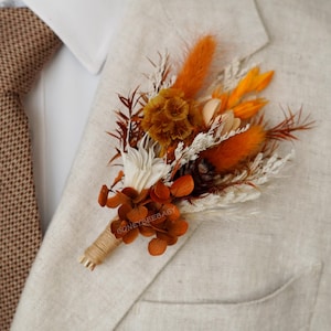Terrakotta Boutonniere,Herbst Boutonniere,Bräutigam Boutonniere,Braut-Accessoires,Trauzeugen Boutonniere,Hochzeit Boutonniere