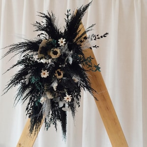 Gothic Wedding Arch Flowers,Gothic Wedding,Black Arch Flowers,Black Wedding,Black Boho Wedding,Pampas Wedding Arch,Arch Arrangement
