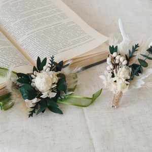 Green Eucalyptus Corsages,Bride/Bridesmaid Corsages,Wedding Corsages,Wrist Corsages,Wedding Accessory,Flower Bracelet,Pampass Corsages image 5