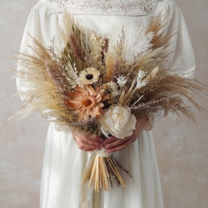 Brown dried flowers,Natural dried flowers,Boho Wedding,Bridal Flower Bouquet,Pampas Grass Bouquet,Wedding Flower Bouquet,Bridesmaid Bouquet