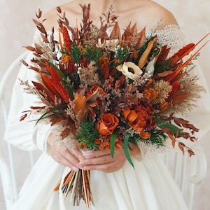 Rust terracotta Wedding Bouquet,Burnt Orange Bridal Bouquet,Fall wedding bouquet,Orange burgundy bouquet,Boho bridal bouquet