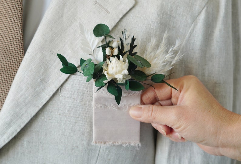 Green Eucalyptus Corsages,Bride/Bridesmaid Corsages,Wedding Corsages,Wrist Corsages,Wedding Accessory,Flower Bracelet,Pampass Corsages Pocket Boutonniere