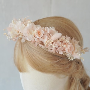 Pink Flower Crown,Pink Dried Flower Crown,Flower Girl Crown,Dried Flower Crown,Bohemian Style Crown,Bridal Crown