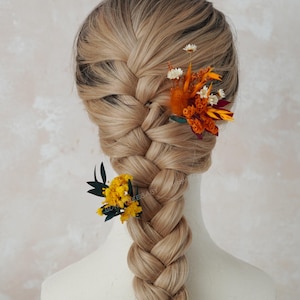 Burnt Orange Hair Clip,Autumn Bridal Hair Clip,Wedding Hair Clip,Bridal Hair Clip,Dried Flower Hair Pins,Autumn Hair Clips,Floral Hair Pins
