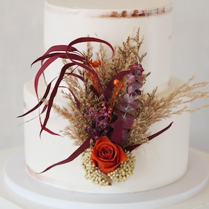 Reddish Earth Cake Topper,Floral Cake Topper,Party Topper,Burnt Cake Decor,DIY Cake Topper,Dried Flower Topper,Wedding Cake Topper