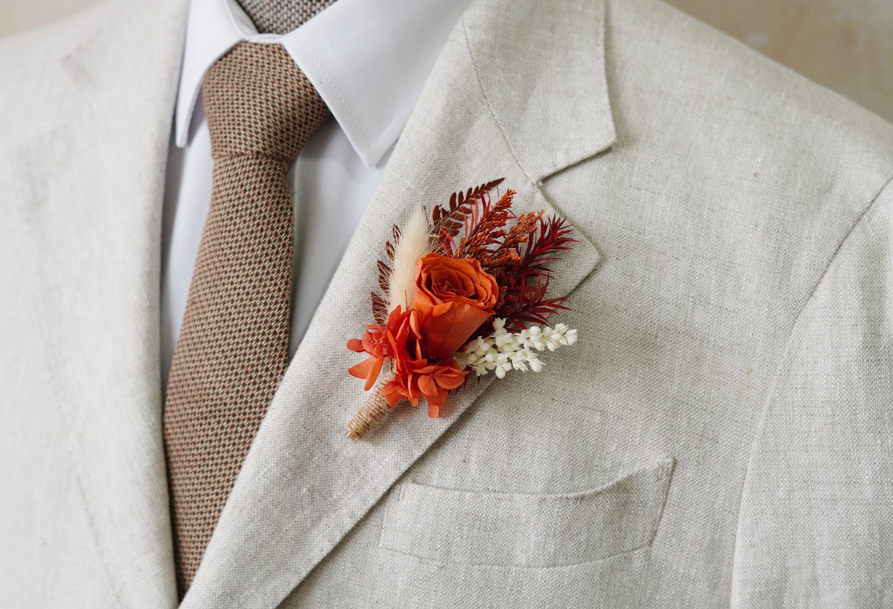 Rust Terracotta Boutonniere,burnt Orange Rose Boutonniere,groom