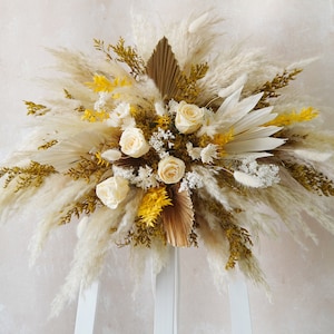 Yellow Arch Floral Decoration,Yellow Rustic Wedding,Wedding Decoration,Pampas Grass Arch Arrangement,Wedding Arch Decor,Wedding Centerpiece