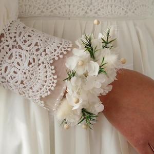 White Bracelet,White Boho Wrist Corsage,Dried Flower Wrist Corsage,Wedding Decorate,Bride/Bridesmaid Wrist Corsage,Dried Flower Bracelet