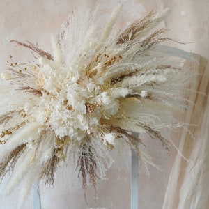 Decorazione per fondale ad arco, disposizione ad arco dorato con erba della Pampa, fondale per matrimonio, fiore per arco cerimoniale, matrimonio boho, fiore per arco matrimonio, matrimonio rustico