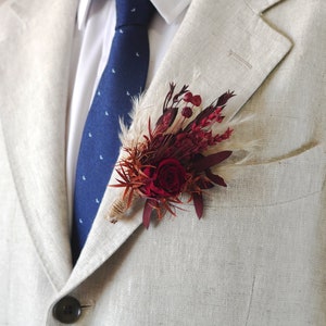 Burgundy Boutonniere,Eucalyptus Boutonniere,Groom&#39;s accessory,Best man Boutonniere,Party Boutonnière,Men Buttonhole,Wedding Mini Bouquet