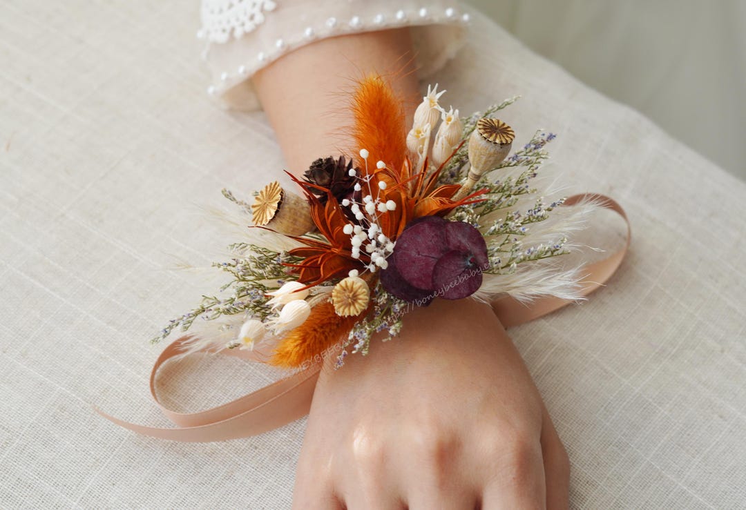 Burnt Orange Bridal Corsage,rust Bridesmaid Corsage,wedding Corsages ...