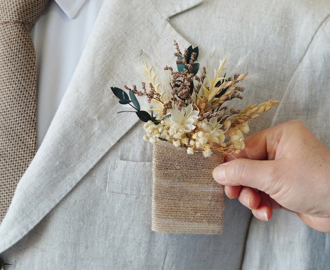 Dried Flowers Greenery Pocket Boutonniereeucalyptus Pocket Etsy
