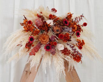 Burnt Orange Wedding Dried Flower Arch Flower,Terracotta Boho Wedding,Rust Wedding Arch Flowers,Pampas arch arrangemen,Arch Flower