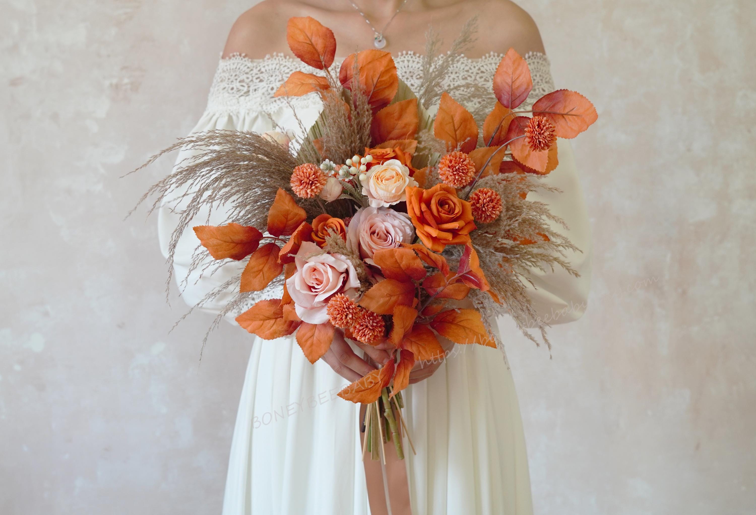Orange Silk Flower Bouquet